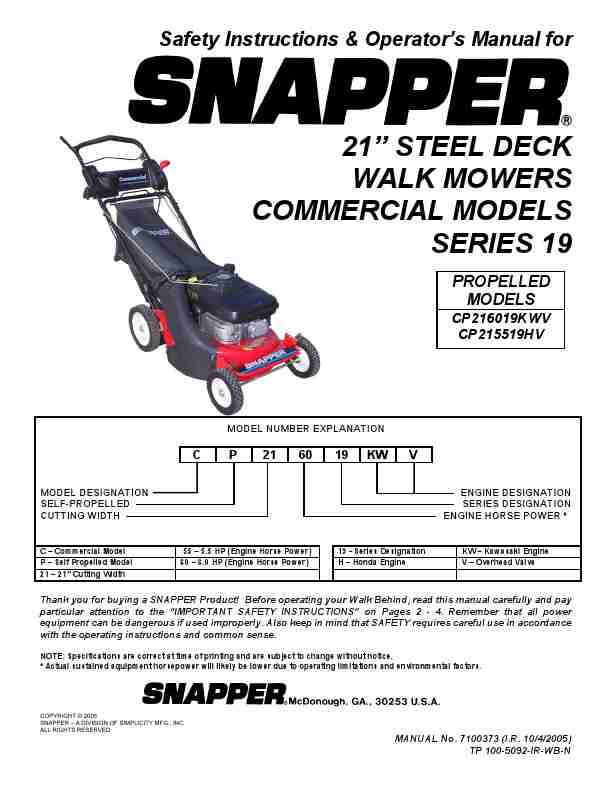 Snapper Lawn Mower CP216019KWV, CP215519HV-page_pdf